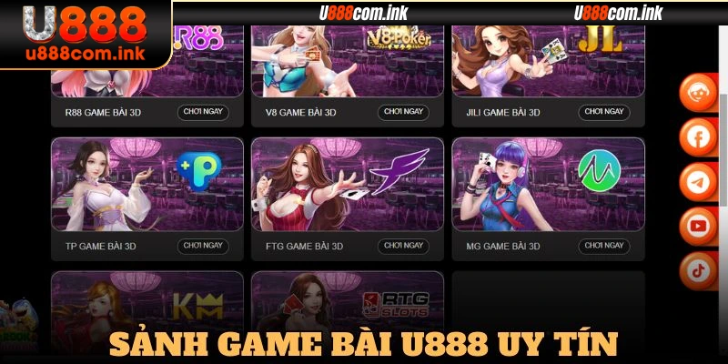 Game bài U888 hội tụ nhiều sảnh uy tín